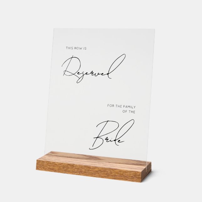 Señal Acrílica Chic modern wedding reserved acrylic  (Ángulo)