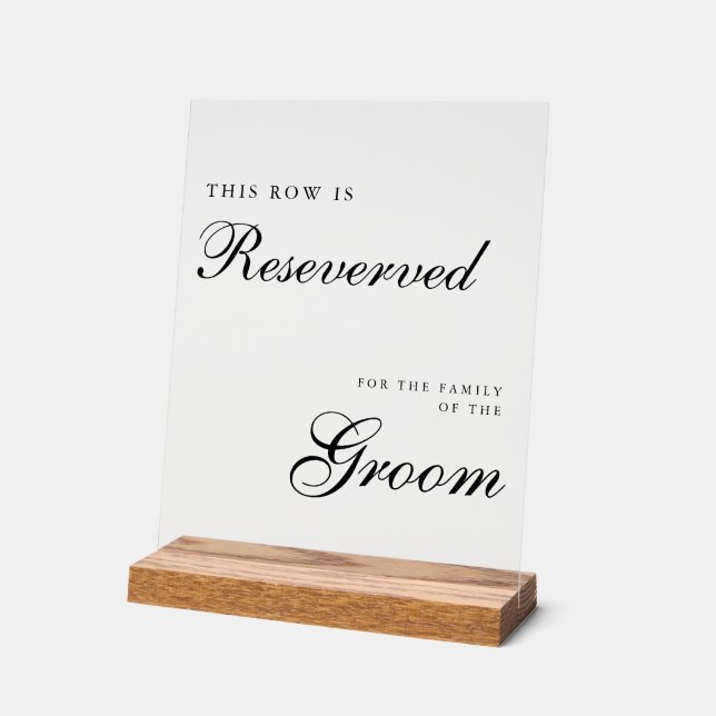 Señal Acrílica Chic Modern Wedding Reserved Sign (Ángulo)