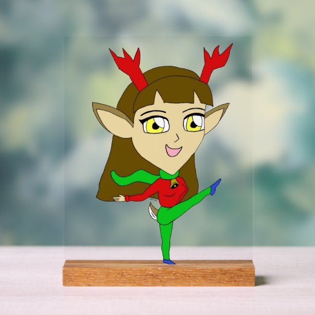 Señal Acrílica chica de renos bailadores de chibi (Neutral )