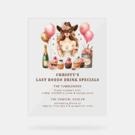 Señal Acrílica Chica Rodeo Occidental Bachelorette Bridal Shower