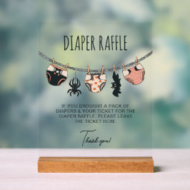 Señal Acrílica Chica rosa Halloween Baby Shower Diaper Raffle