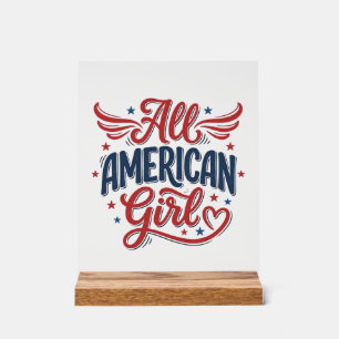 Señal Acrílica Chica totalmente americana Diseño vectorial vintag