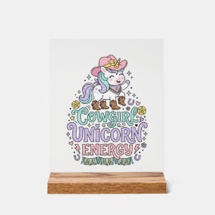 Señal Acrílica Chica Vaquera Unicornio Energía Unicornio Producto