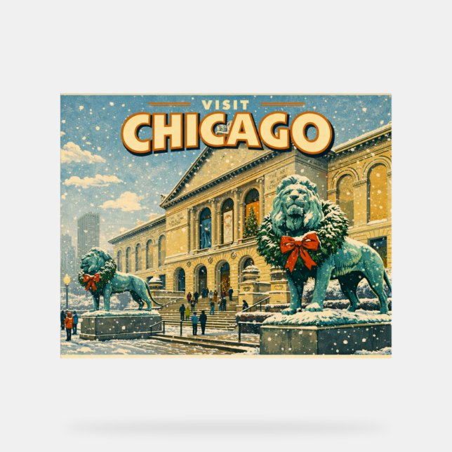 Señal Acrílica Chicago Art Institute in winter poster (Anverso)
