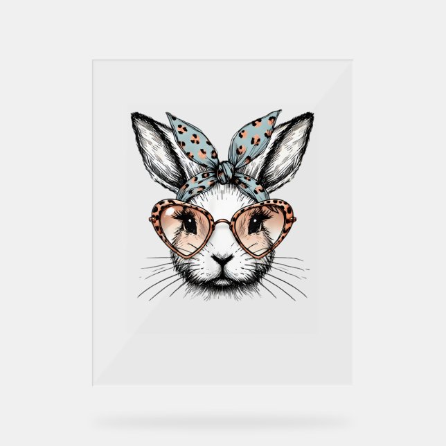 Señal Acrílica Chicas de gafas de leopardo de Pascua (Anverso)