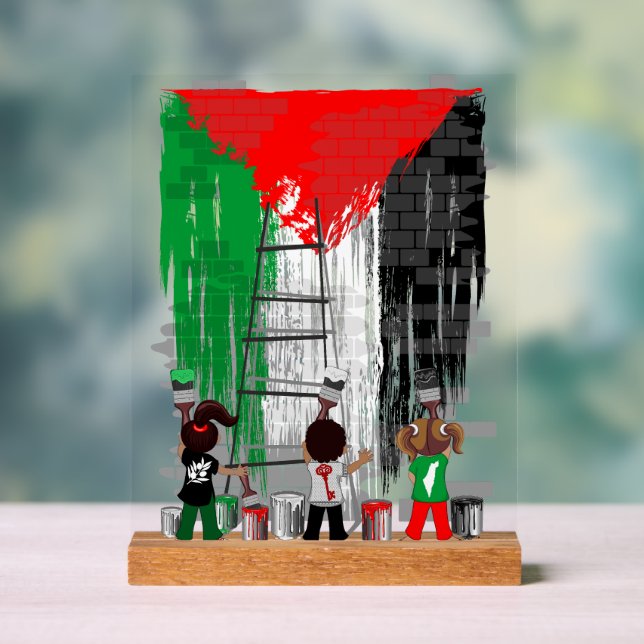 Señal Acrílica Children of Gaza Painting Palestine Flag  (Neutral )