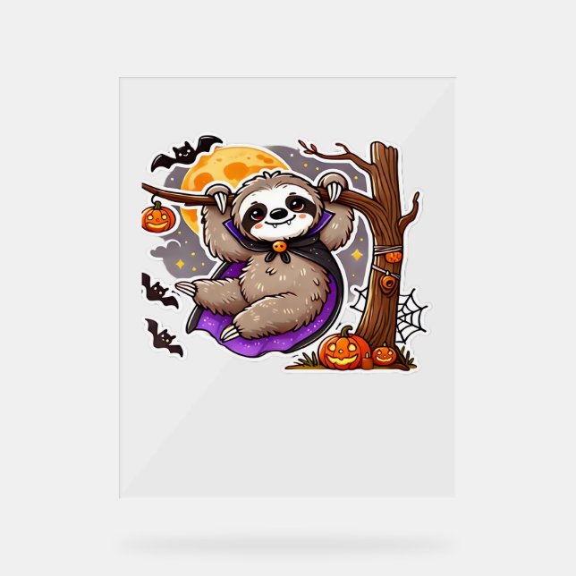 Señal Acrílica Chill Thrills Halloween Sloth T-Shirt sobredimensi (Anverso)