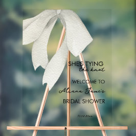 Señal Acrílica Chorro Nupcial Elegante de Lazo en Blanco y Negro