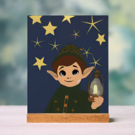 Señal Acrílica Christmas Elf Starry Night Acrylic Kids Room