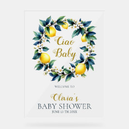 Señal Acrílica Ciao Baby Amalfi Lemon Wreath Acrylic Welcome Sign