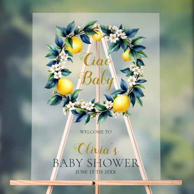 Señal Acrílica Ciao Baby Amalfi Lemon Wreath Acrylic Welcome Sign (Neutral )