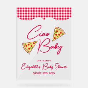 Señal Acrílica Ciao Baby Fiesta de Bebé Italiana
