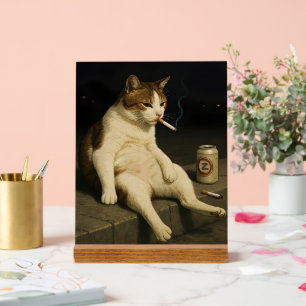 Señal Acrílica Cigarette Kitten Funny Smoking Cat Gen Z Meme
