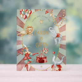 Señal Acrílica Circus Carnival Baby Shower Cards and Gifts