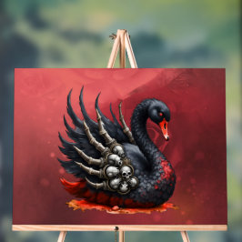 Señal Acrílica Cisne oscuro de huesos: elegancia gótica