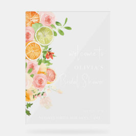 Señal Acrílica Citrus Bright Bridal Shower Bienvenida Rótulo Acrí