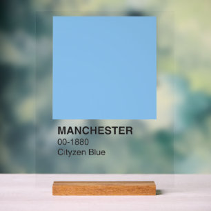 Señal Acrílica Ciudadano Azul de Manchester - Fondo claro