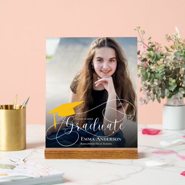 Señal Acrílica Clase De Invitación De Graduados De Foto Cuta De 2 (Personalized Photo Graduation Acrylic Keepsake Plaque – Class of 2026 Graduate Display)