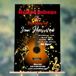 Señal Acrílica Clases de guitarra Rótulo acrílico personalizado G