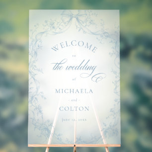 Señal Acrílica Clásico Bienvenida de Boda con Corona Floral Vinta
