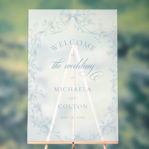 Señal Acrílica Clásico Bienvenida de Boda con Corona Floral Vinta