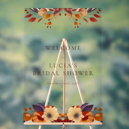 Señal Acrílica Clásico Bienvenida de Boda de Otoño con Flores Sil