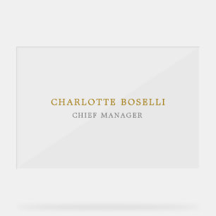 Señal Acrílica Clásico minimalista profesional color oro