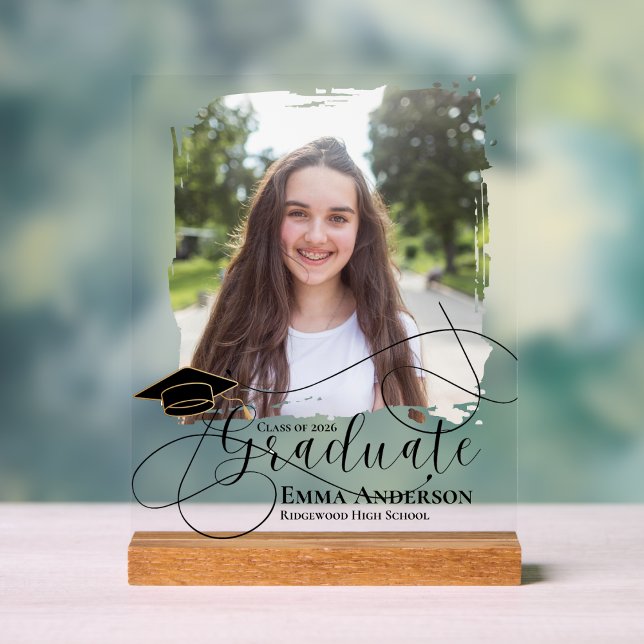 Señal Acrílica Class of 2026 Graduation Photo Keepsake Gift (Personalized Graduation Photo Acrylic Sign – Class of 2026 Keepsake Display)