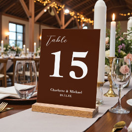 Señal Acrílica Classic Brown Minimalist Wedding Table Number