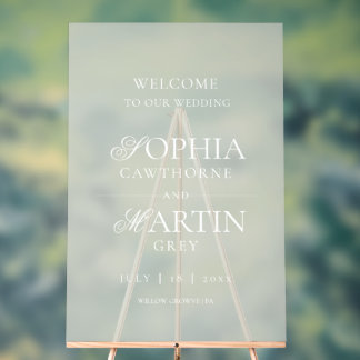 Señal Acrílica Classic Modern Sage Green Welcome to our Wedding 