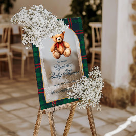 Señal Acrílica Classic Teddy Bear Preppy Baby Shower Welcome