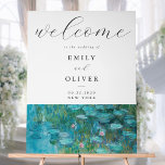 Señal Acrílica Claude Monet Water Lilies Boda de bienvenida<br><div class="desc">Elegante y moderno cartel de bienvenida acrílico boda con pintura de Claude Monet Water Lilies.</div>
