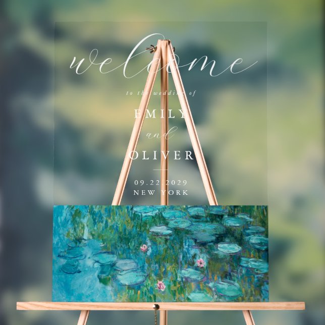 Señal Acrílica Claude Monet Water Lilies Boda de bienvenida (Neutral )