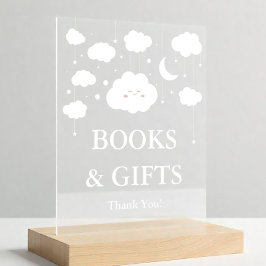 Señal Acrílica Cloud Baby Shower Books and Gift