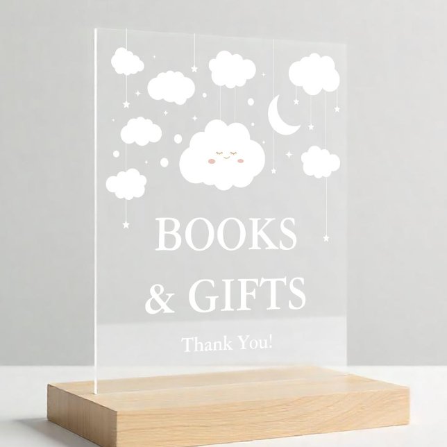 Señal Acrílica Cloud Baby Shower Books and Gift (Subido por el creador)