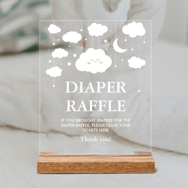 Señal Acrílica Cloud Baby Shower Diaper Raffle (Subido por el creador)