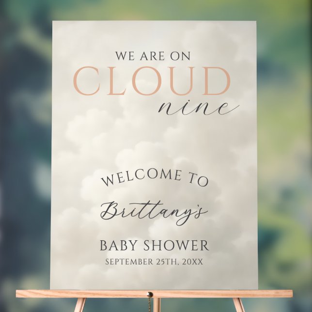 Señal Acrílica Cloud Nine Clouds Baby Shower Welcome (Neutral )