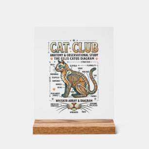 Señal Acrílica Club de Gatos Anatomía de Gato Diagrama Científico