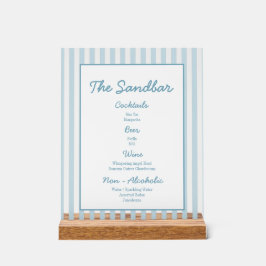 Señal Acrílica Club de playa de rayas blancas y azules Bar Cabana