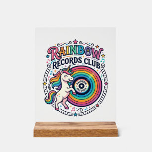 Señal Acrílica Club de Registros de Arcoíris de Unicornio Fondo B