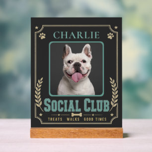 Señal Acrílica Club Social Vintage de Fotos y Nombres de Perros