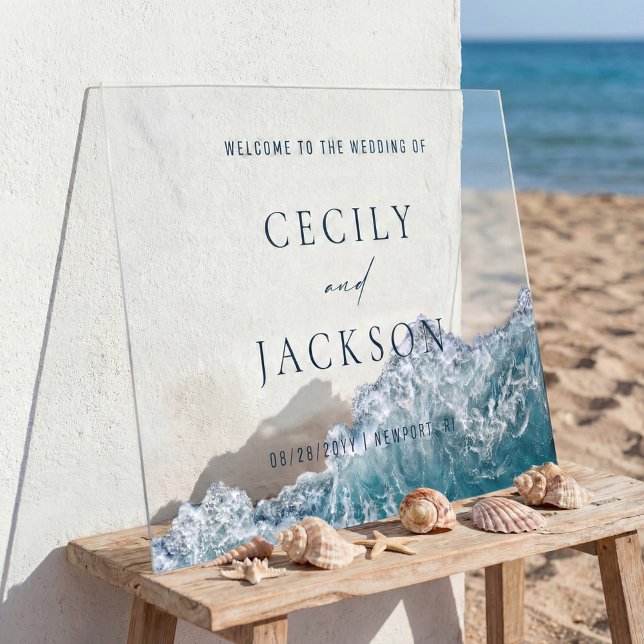 Señal Acrílica Coastal Wedding Clear Transparent Welcome Sign (Subido por el creador)