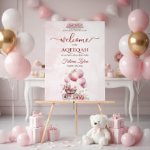 Cochecito de globo rosa niña musulmana Aqiqah