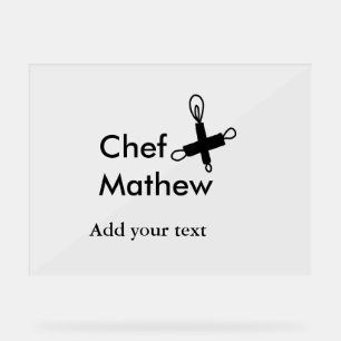 Señal Acrílica Cocina del chef añada nombre de texto hombres pana