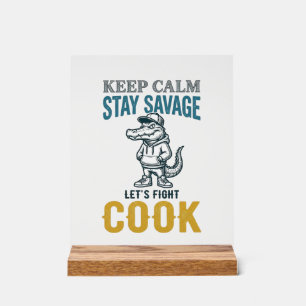 Señal Acrílica Cocina Salvaje Caimán Grabado Vintage Gráfico_1
