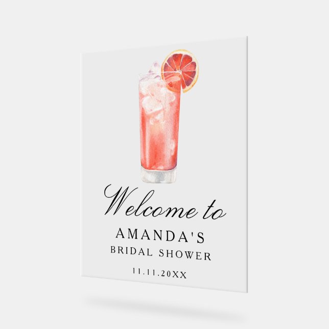 Señal Acrílica Cocktail Citrus - bridal shower welcome sign (Ángulo)