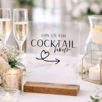 Señal Acrílica Cocktail Hour Wedding Sign Printable – Elegant