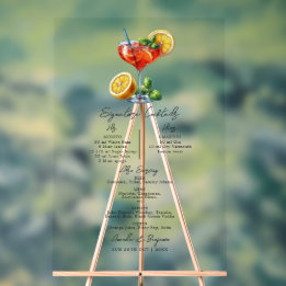 Señal Acrílica Cócteles de firma Boda italiano transparente