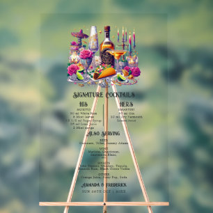 Señal Acrílica Cócteles de la Fiesta Mexicana Tropical