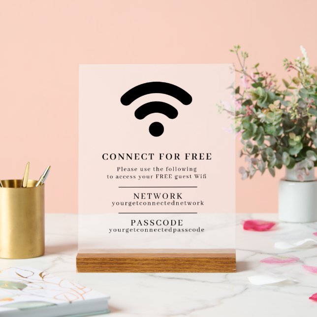 Señal Acrílica código de acceso de red inalámbrica información de (Boda)